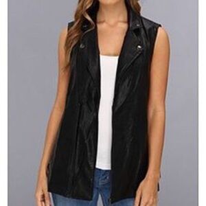 MINKPINK Faux Leather Black All I Need Biker Vest Pleather Moto Vegan Women's M